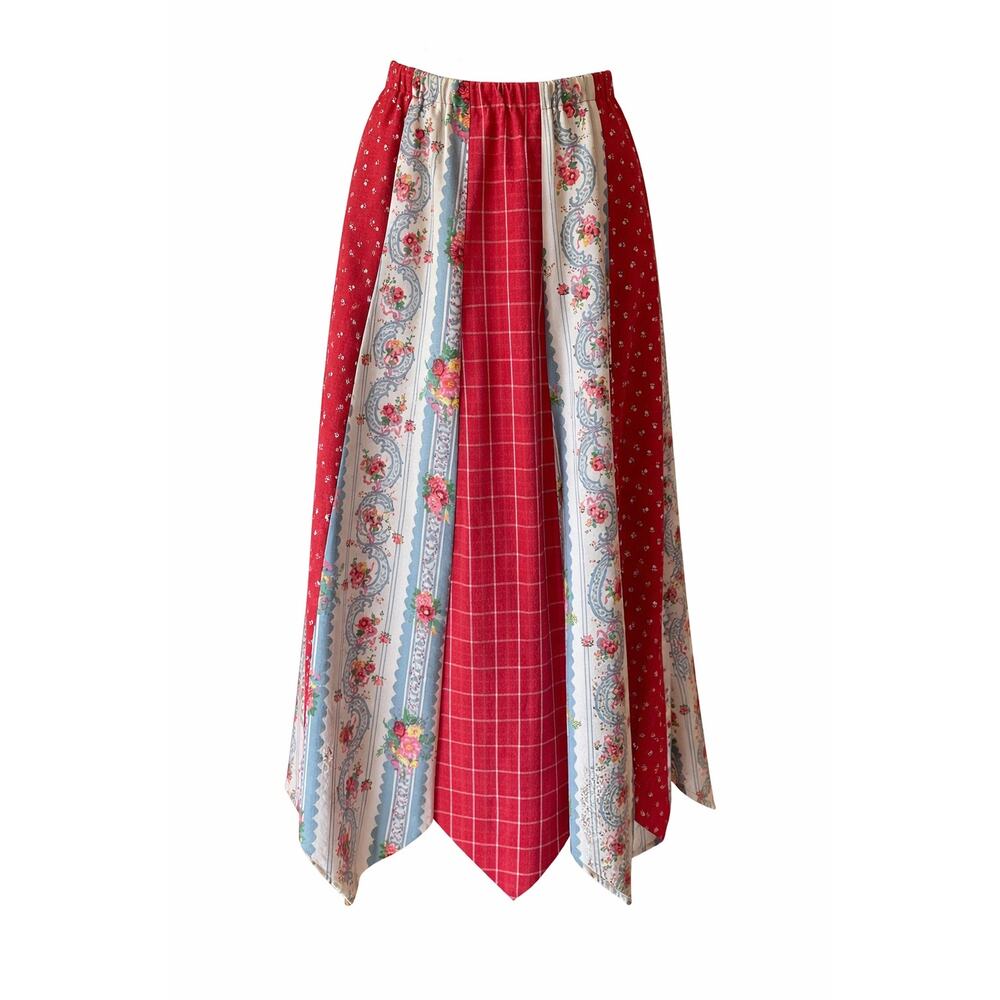 OOAK Handmade Prairie Patchwork Maxi Skirt Folk Art Cottagecore Heirloom - Picture 1 of 12